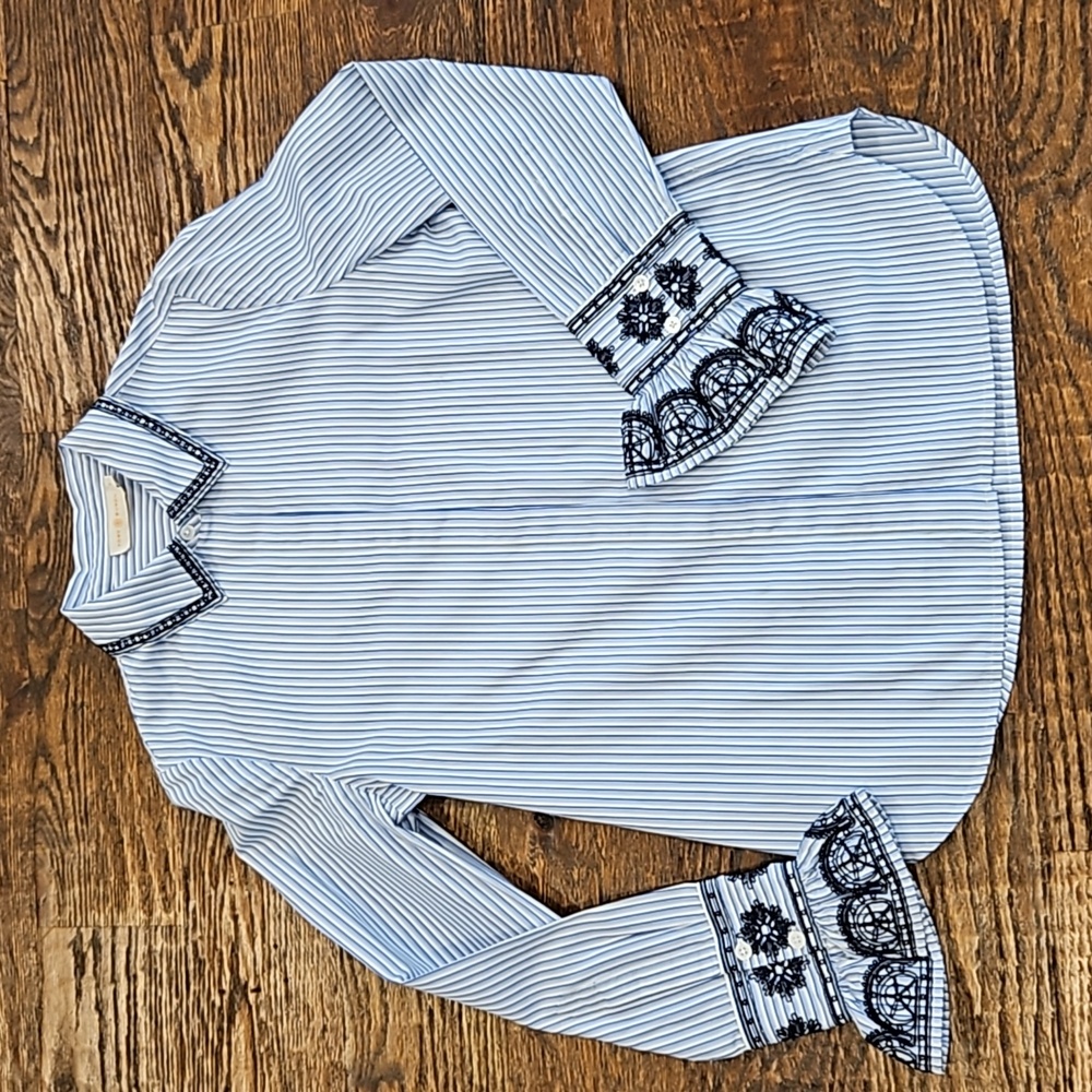 Tory Burch Striped Button Up Top Sz 6